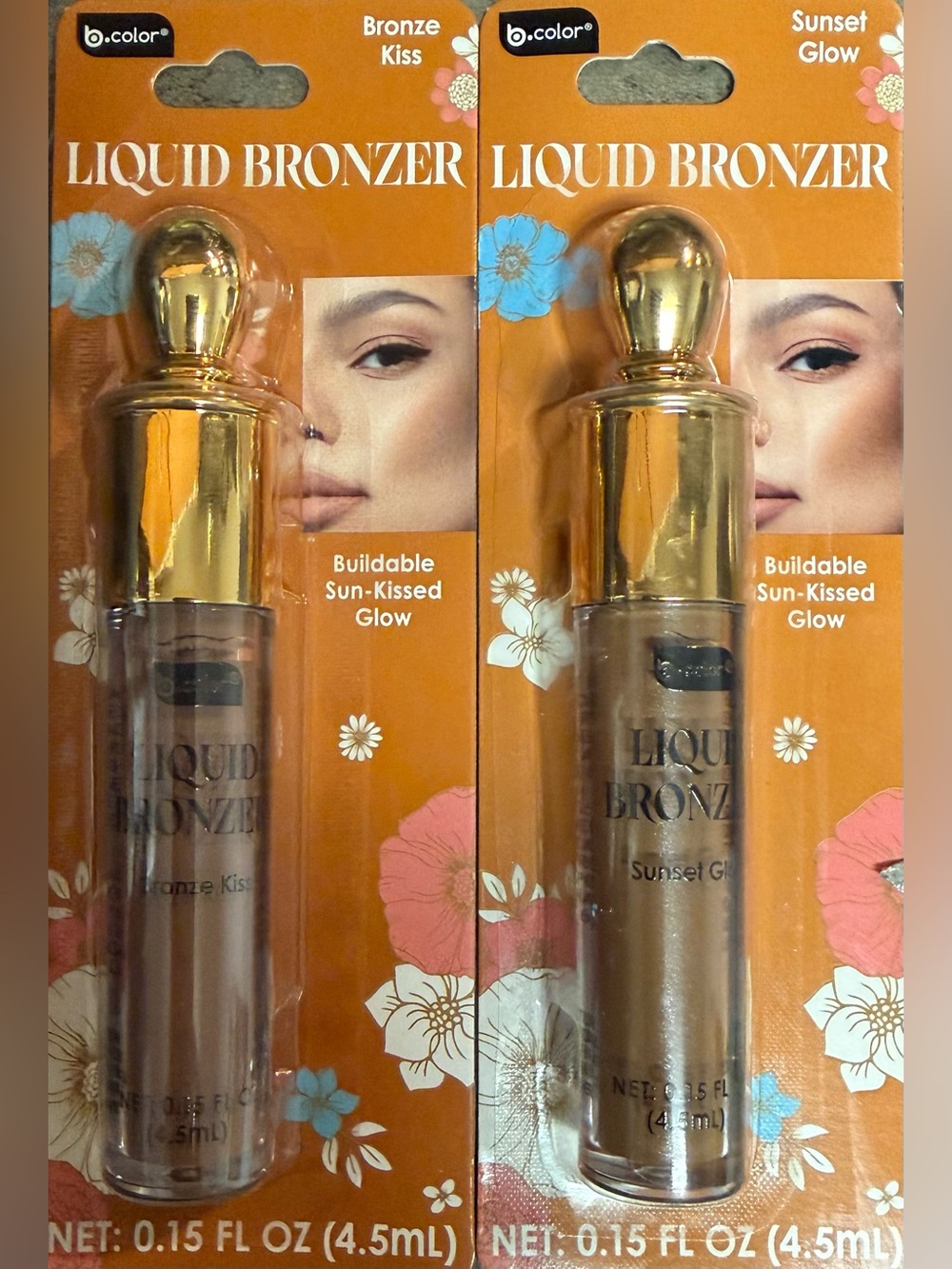 b.color Liquid Bronzer - Buildable Sun-Kissed Glow (Bronze Kiss & Sunset Glow)